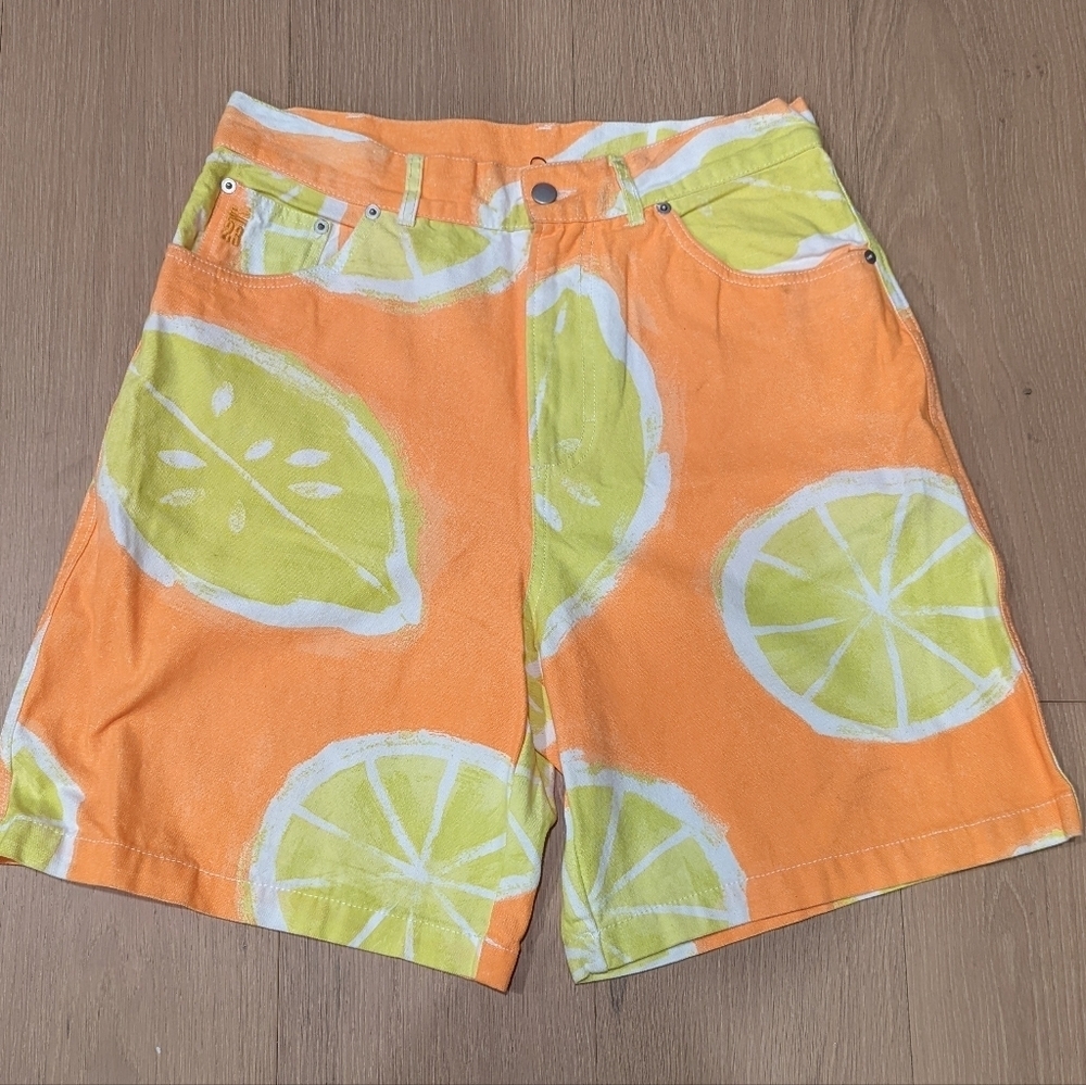 Orange Citrus Print Shorts